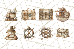 Rustic Nautical Lost Treasure Pirate Clipart PNG Product Image 3