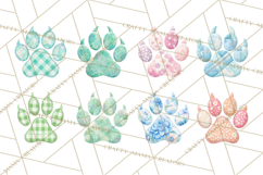 Quilted Patchwork Puppy Paw Prints Clipart, Colorful Dog PNG Product Image 3