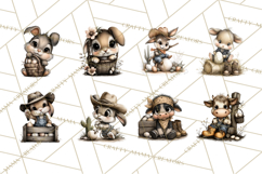 Western Easter Animals Clipart Cowboy Bunny Farm PNG Product Image 3