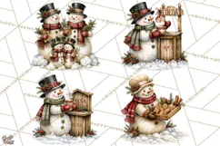 Snowman Christmas Market Clipart, Vintage Christmas Png Product Image 1