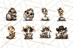 Western Easter Animals Clipart Cowboy Bunny Farm PNG Product Image 4