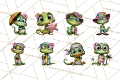 Colorful Beach Lizard Tropical Summer Clipart PNG Product Image 4