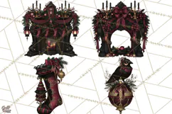 Victorian Gothic Christmas Clipart PNG, Gothic Christmas Product Image 1