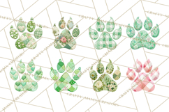 Quilted Patchwork Puppy Paw Prints Clipart, Colorful Dog PNG Product Image 4