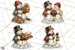 Snowman Christmas Market Clipart, Vintage Christmas Png Product Image 1