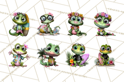 Colorful Beach Lizard Tropical Summer Clipart PNG Product Image 5