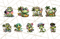 Colorful Beach Lizard Tropical Summer Clipart PNG Product Image 6