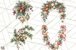 Vintage Christmas Decorative Elements PNG Clipart Product Image 1