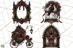 Victorian Gothic Christmas Clipart PNG, Gothic Christmas Product Image 1