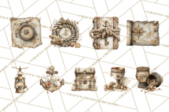 Rustic Nautical Lost Treasure Pirate Clipart PNG Product Image 6