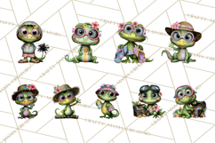 Colorful Beach Lizard Tropical Summer Clipart PNG Product Image 7