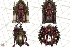 Victorian Gothic Christmas Clipart PNG, Gothic Christmas Product Image 1