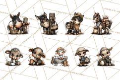 Western Easter Animals Clipart Cowboy Bunny Farm PNG Product Image 7