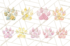Quilted Patchwork Puppy Paw Prints Clipart, Colorful Dog PNG Product Image 7