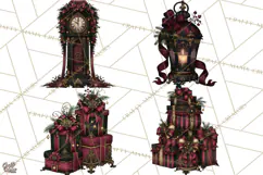 Victorian Gothic Christmas Clipart PNG, Gothic Christmas Product Image 1