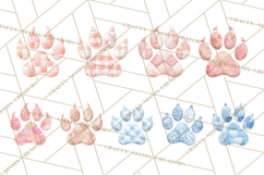 Quilted Patchwork Puppy Paw Prints Clipart, Colorful Dog PNG Product Image 8