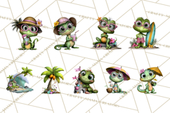 Colorful Beach Lizard Tropical Summer Clipart PNG Product Image 8