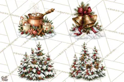 Snowman Christmas Market Clipart, Vintage Christmas Png Product Image 1