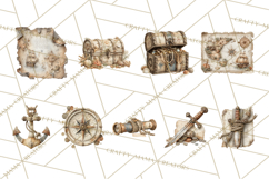 Rustic Nautical Lost Treasure Pirate Clipart PNG Product Image 9