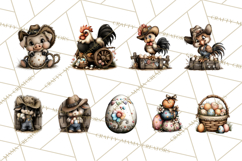 Western Easter Animals Clipart Cowboy Bunny Farm PNG Product Image 9