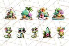 Colorful Beach Lizard Tropical Summer Clipart PNG Product Image 9