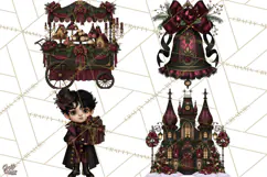 Victorian Gothic Christmas Clipart PNG, Gothic Christmas Product Image 1
