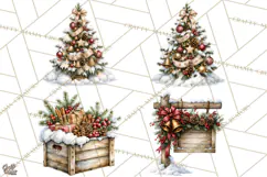 Snowman Christmas Market Clipart, Vintage Christmas Png Product Image 1
