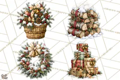 Snowman Christmas Market Clipart, Vintage Christmas Png Product Image 1