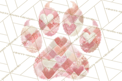 Quilted Patchwork Puppy Paw Prints Clipart, Colorful Dog PNG Product Image 4