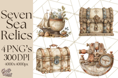 Rustic Nautical Lost Treasure Pirate Clipart PNG Product Image 1