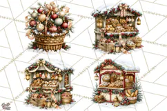 Snowman Christmas Market Clipart, Vintage Christmas Png Product Image 1