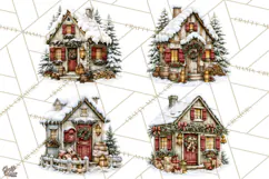 Snowman Christmas Market Clipart, Vintage Christmas Png Product Image 1