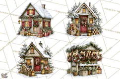 Snowman Christmas Market Clipart, Vintage Christmas Png Product Image 1