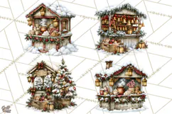 Snowman Christmas Market Clipart, Vintage Christmas Png Product Image 1