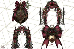 Victorian Gothic Christmas Clipart PNG, Gothic Christmas Product Image 1