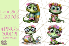 Colorful Beach Lizard Tropical Summer Clipart PNG Product Image 1