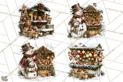 Snowman Christmas Market Clipart, Vintage Christmas Png Product Image 1
