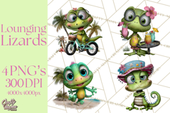 Colorful Beach Lizard Tropical Summer Clipart PNG Product Image 1