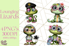 Colorful Beach Lizard Tropical Summer Clipart PNG Product Image 1