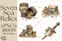 Rustic Nautical Lost Treasure Pirate Clipart PNG Product Image 1