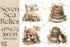 Rustic Nautical Lost Treasure Pirate Clipart PNG Product Image 1