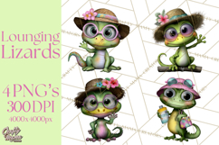 Colorful Beach Lizard Tropical Summer Clipart PNG Product Image 1