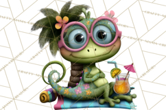 Colorful Beach Lizard Tropical Summer Clipart PNG Product Image 5