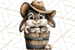 Western Easter Animals Clipart Cowboy Bunny Farm PNG Product Image 5