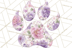 Quilted Patchwork Puppy Paw Prints Clipart, Colorful Dog PNG Product Image 5