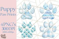 Quilted Patchwork Puppy Paw Prints Clipart, Colorful Dog PNG Product Image 1