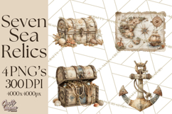 Rustic Nautical Lost Treasure Pirate Clipart PNG Product Image 1