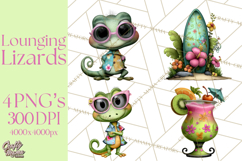 Colorful Beach Lizard Tropical Summer Clipart PNG Product Image 1