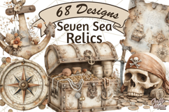 Rustic Nautical Lost Treasure Pirate Clipart PNG Product Image 1