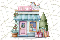 Christmas Unicorn Clipart, Cute Watercolor Unicorns PNG Product Image 5